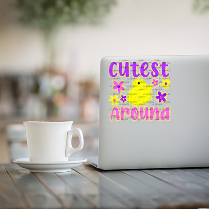 Cutest Chick Around Yellow String Glitter Outline PNG