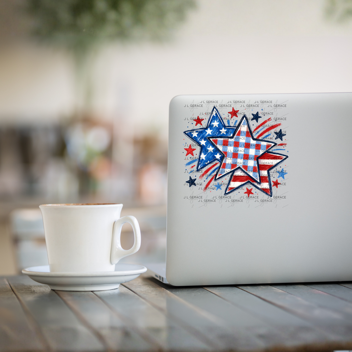 Patriotic Watercolor Stars PNG Design