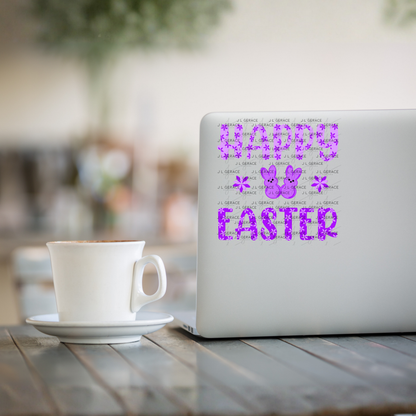 Happy Easter Purple Bunny Peep Flowers Clipart Sublimation PNG