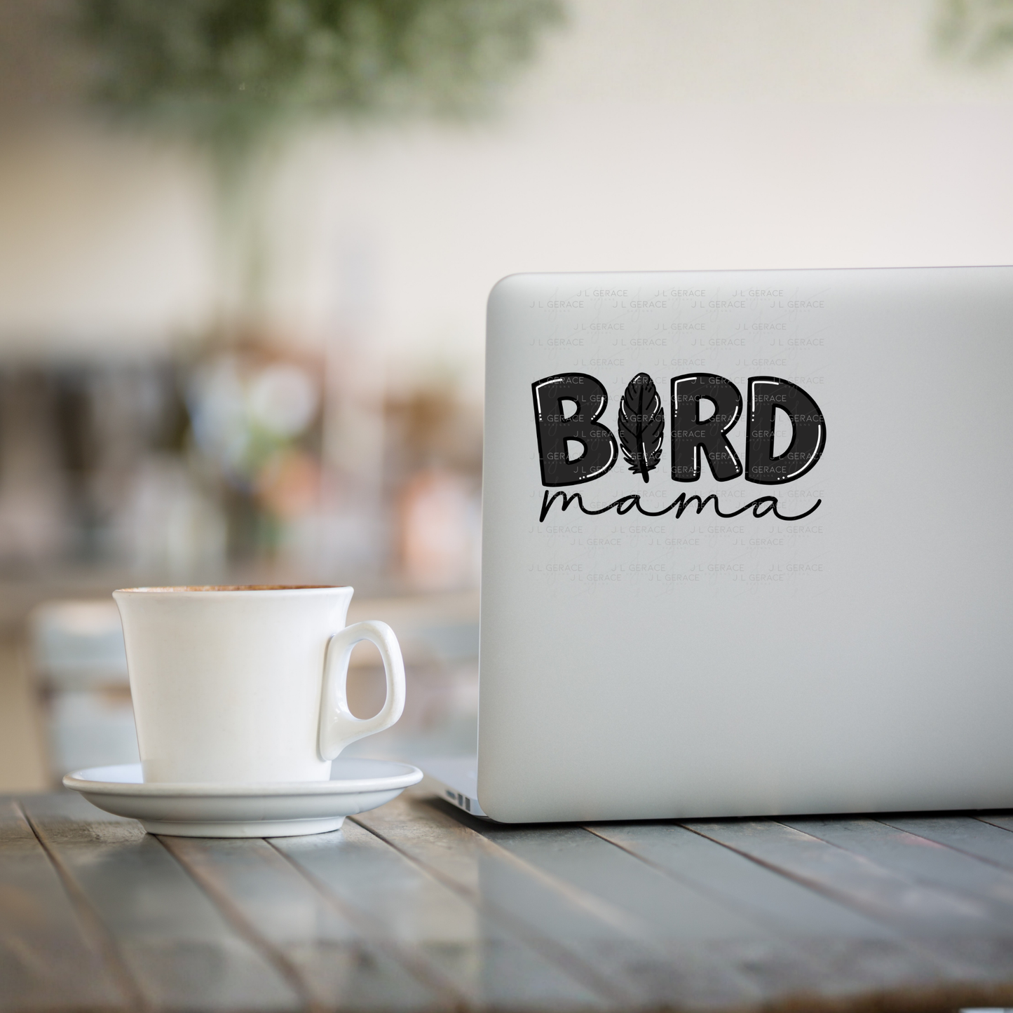 Bird PNG – Black Word Design with Feather Letter