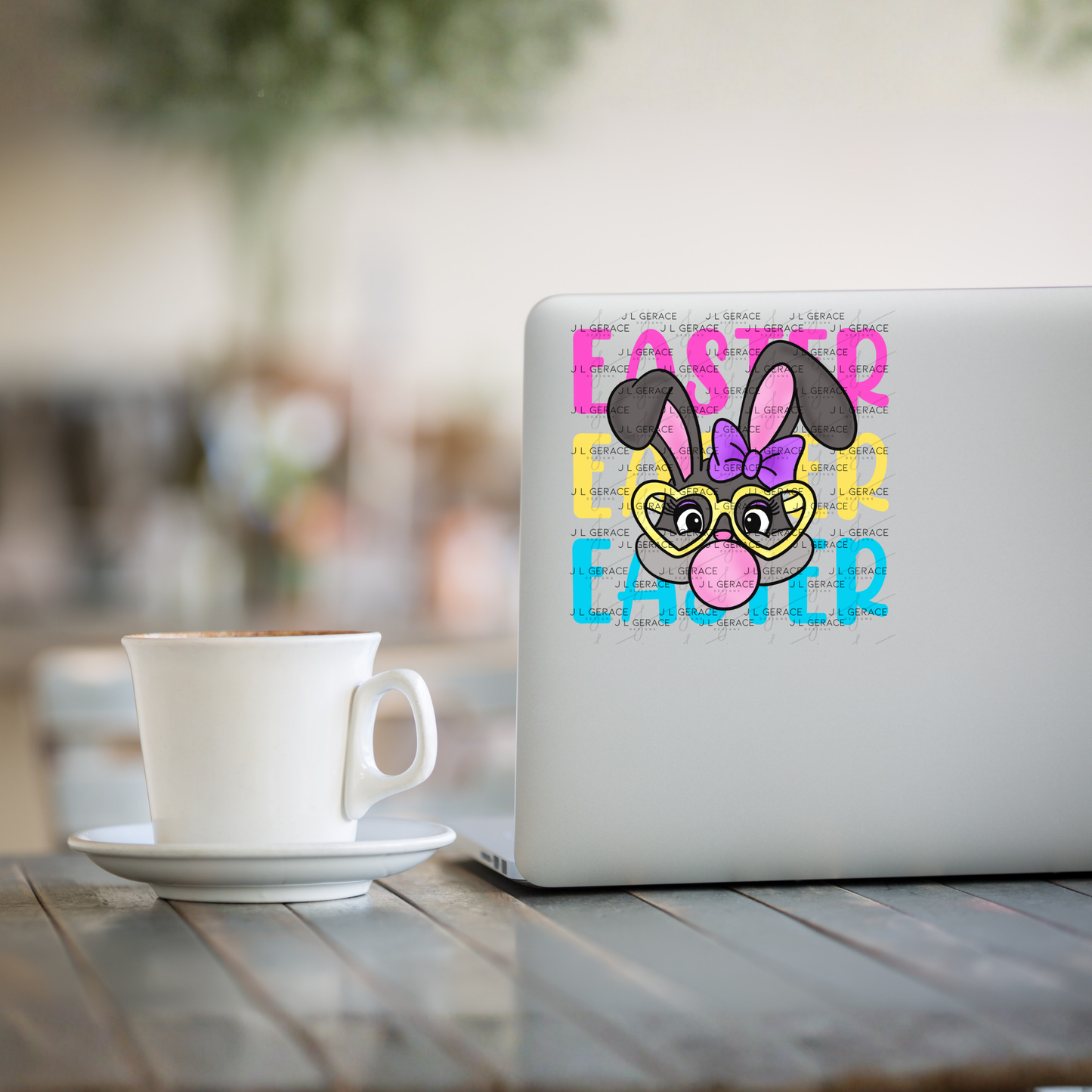 EASTER EASTER EASTER Bunny with Glasses Pink - Yellow - Blue PNG