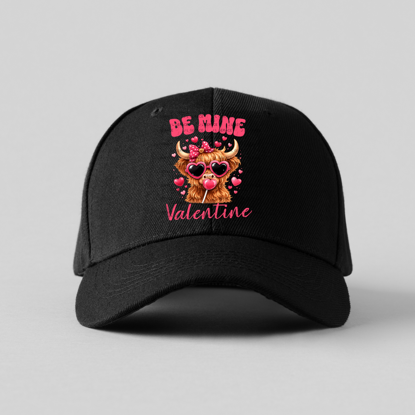 Be Mine Valentine Highland Cow PNG – Cute Valentine Cow with Sunglasses