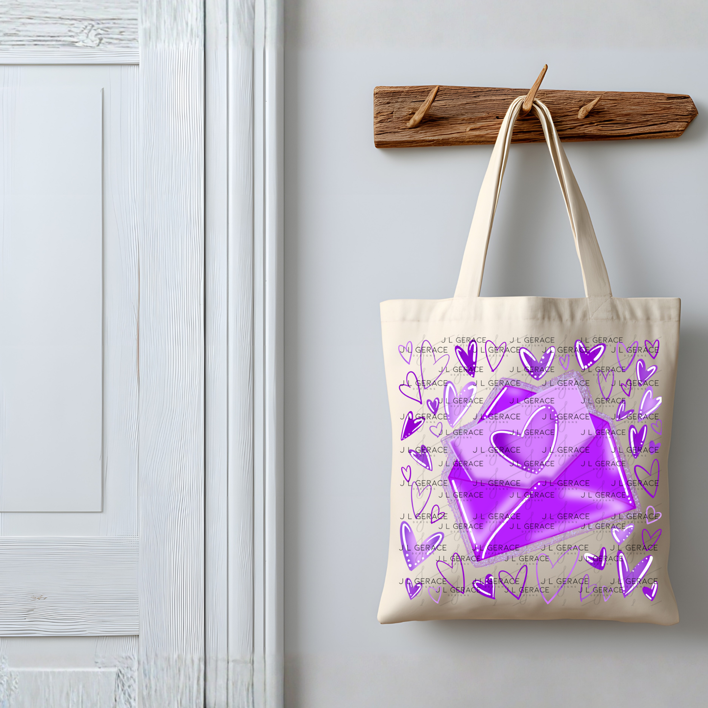 Purple Love Letter PNG with Glitter Outline and Heart Design