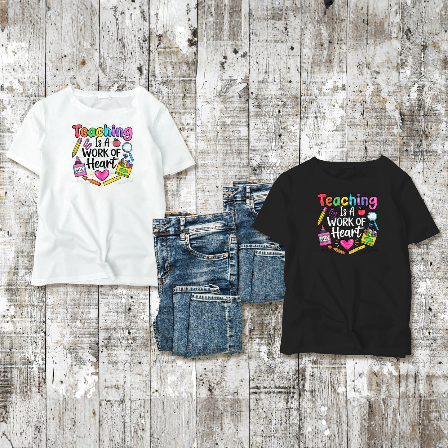 Teaching Is A Work Of Heart Teacher PNG Digital Download (2 Colors)
