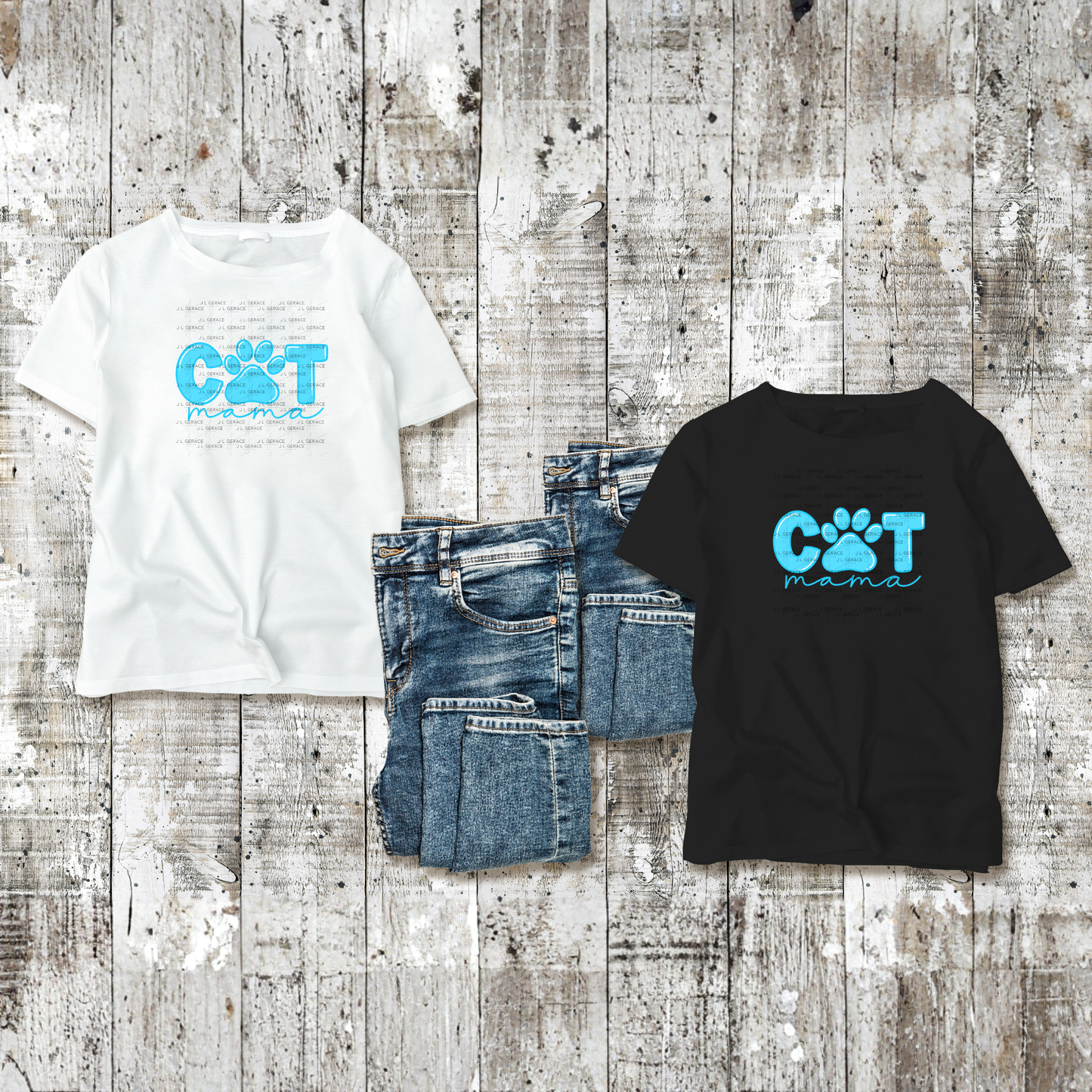 Cat Mama PNG – Paw Print Pet Lover Sublimation Design