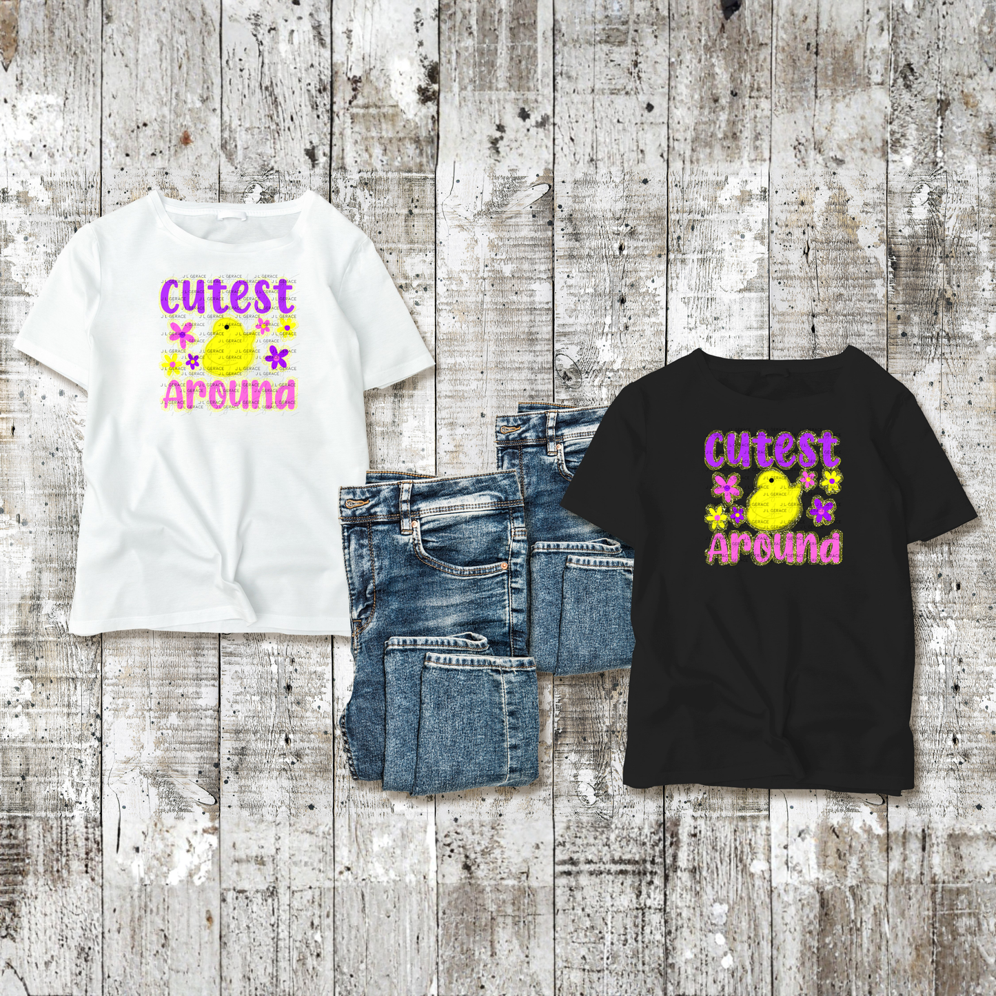 Cutest Chick Around Yellow String Glitter Outline PNG