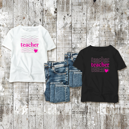 Teacher Teacher Heart Pink PNG Digital Download