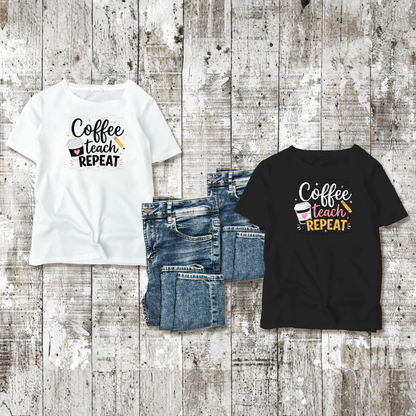 Coffee Teach Repeat Teacher PNG Bundle Digital Download