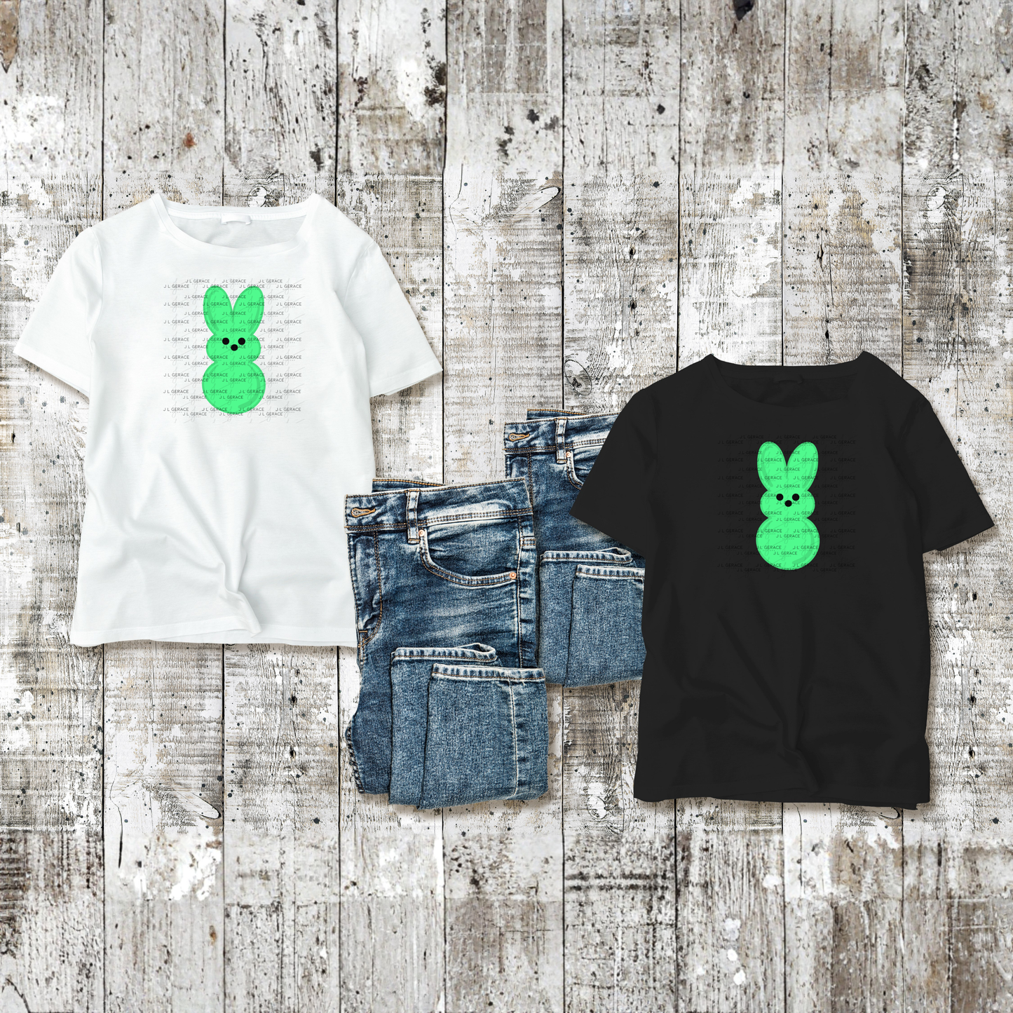 Green Bunny Peep Easter Clipart Sublimation PNG