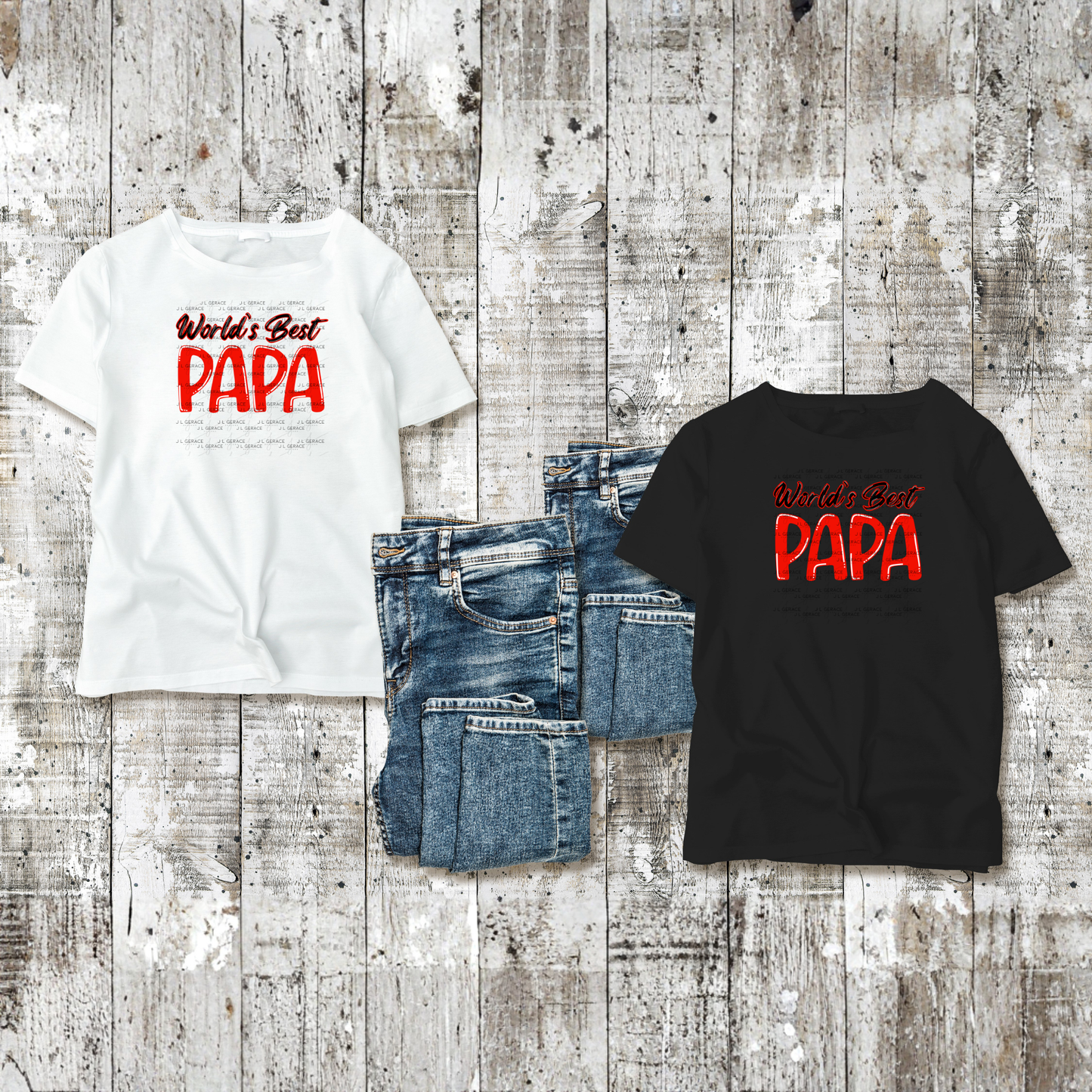 World’s Best Papa PNG – Red Glossy Typography Design