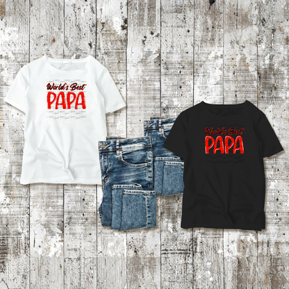 World’s Best Papa PNG – Red Glossy Typography Design
