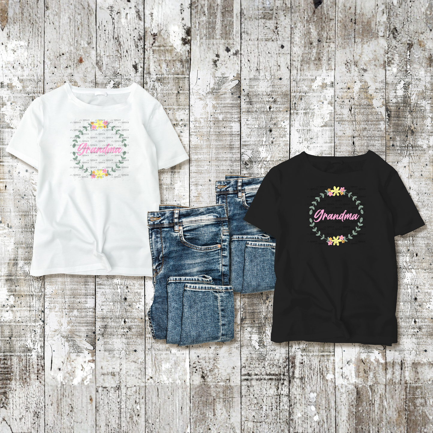 Grandma PNG – Floral Wreath Script Name Sublimation Design