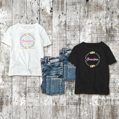 Grandma PNG – Floral Wreath Script Name Sublimation Design