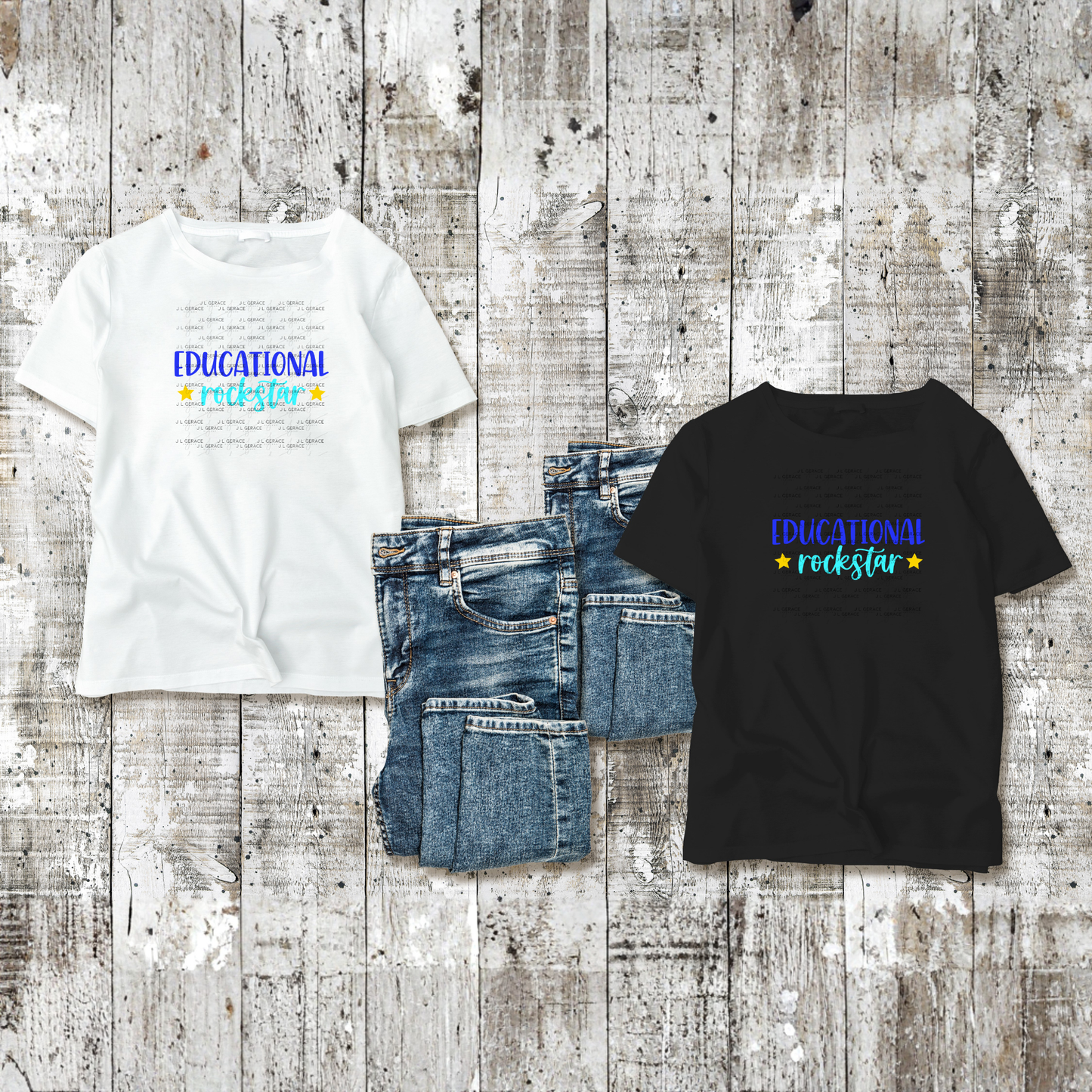 Educational Rockstar Teacher - Blue And Teal PNG Digital Download