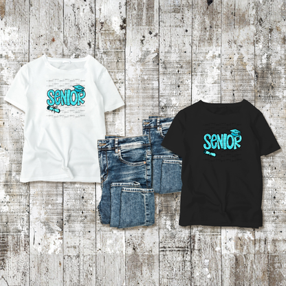 Senior PNG – Teal Pattern Graduation Sublimation Design