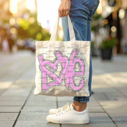 Pink Love Script PNG with String Glitter Outline