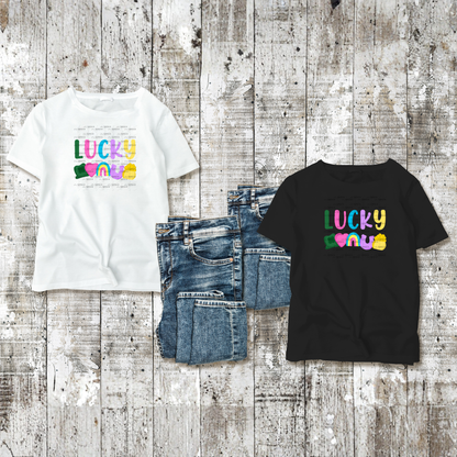 Lucky PNG, St Patrick Shirt Design, Rainbow Shamrock Sublimation PNG Download