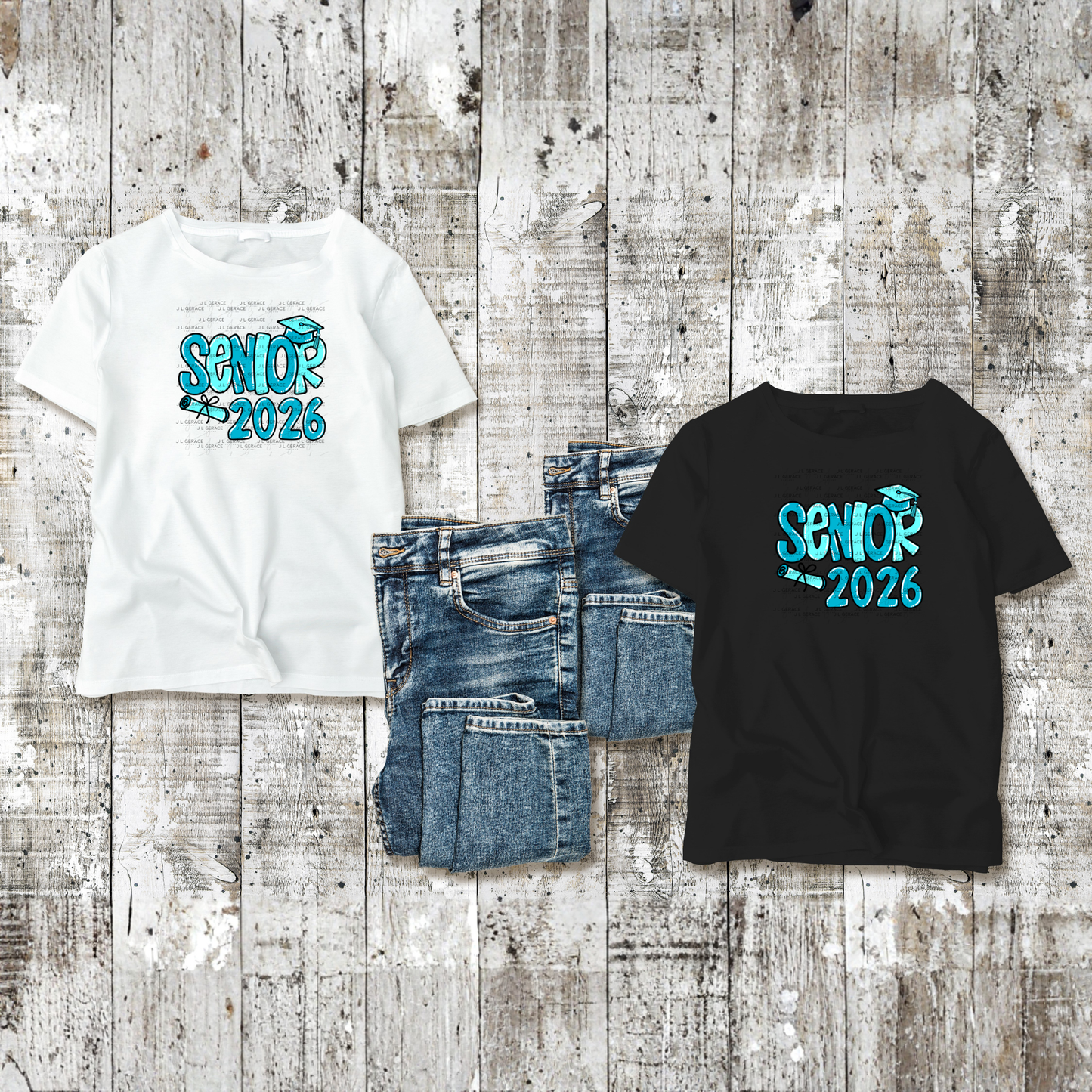 Senior 2026 PNG – Turquoise Graduation Cap and Diploma Design