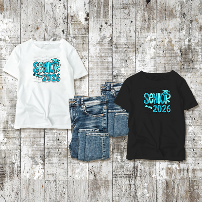 Senior 2026 PNG – Turquoise Graduation Cap and Diploma Design