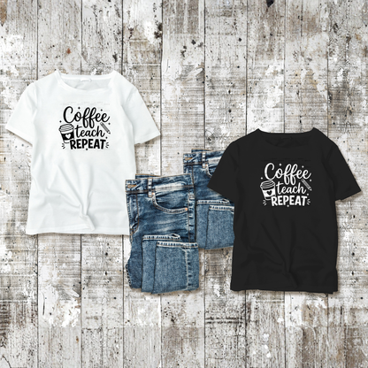 Coffee Teach Repeat Teacher PNG Bundle Digital Download