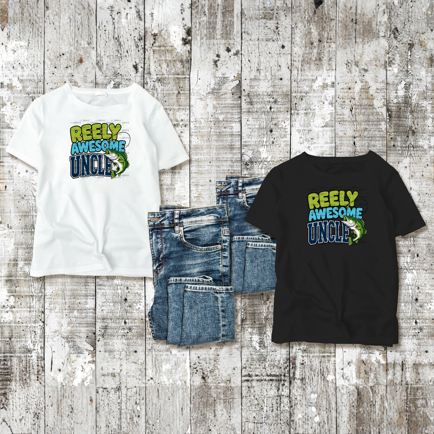 Reely Awesome Uncle PNG – Bass Fishing Sublimation Design