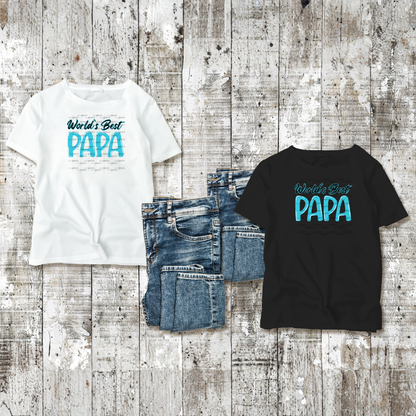World’s Best Papa PNG – Teal Glossy Typography Design