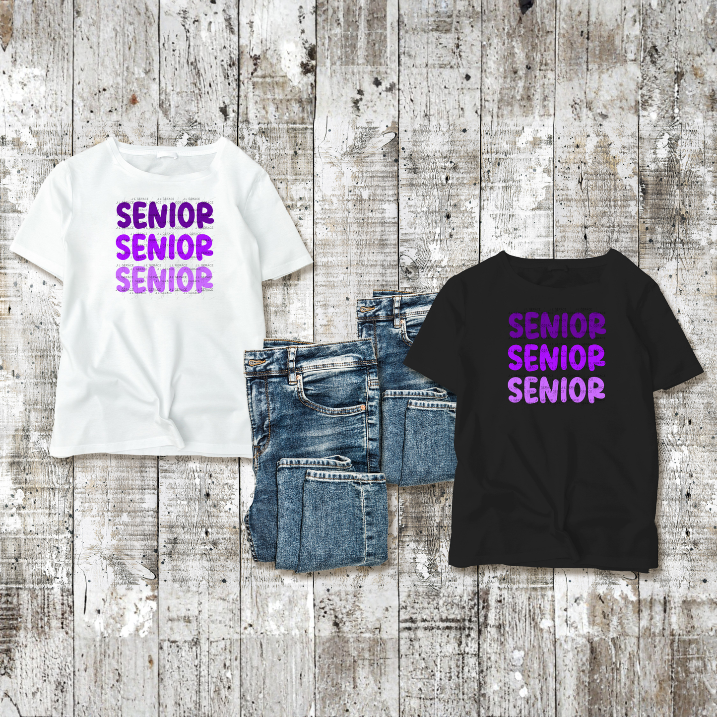 Senior PNG – Purple Gradient Graduation Lettering Design