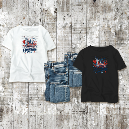 America Statue Liberty Fireworks Patriotic PNG Design