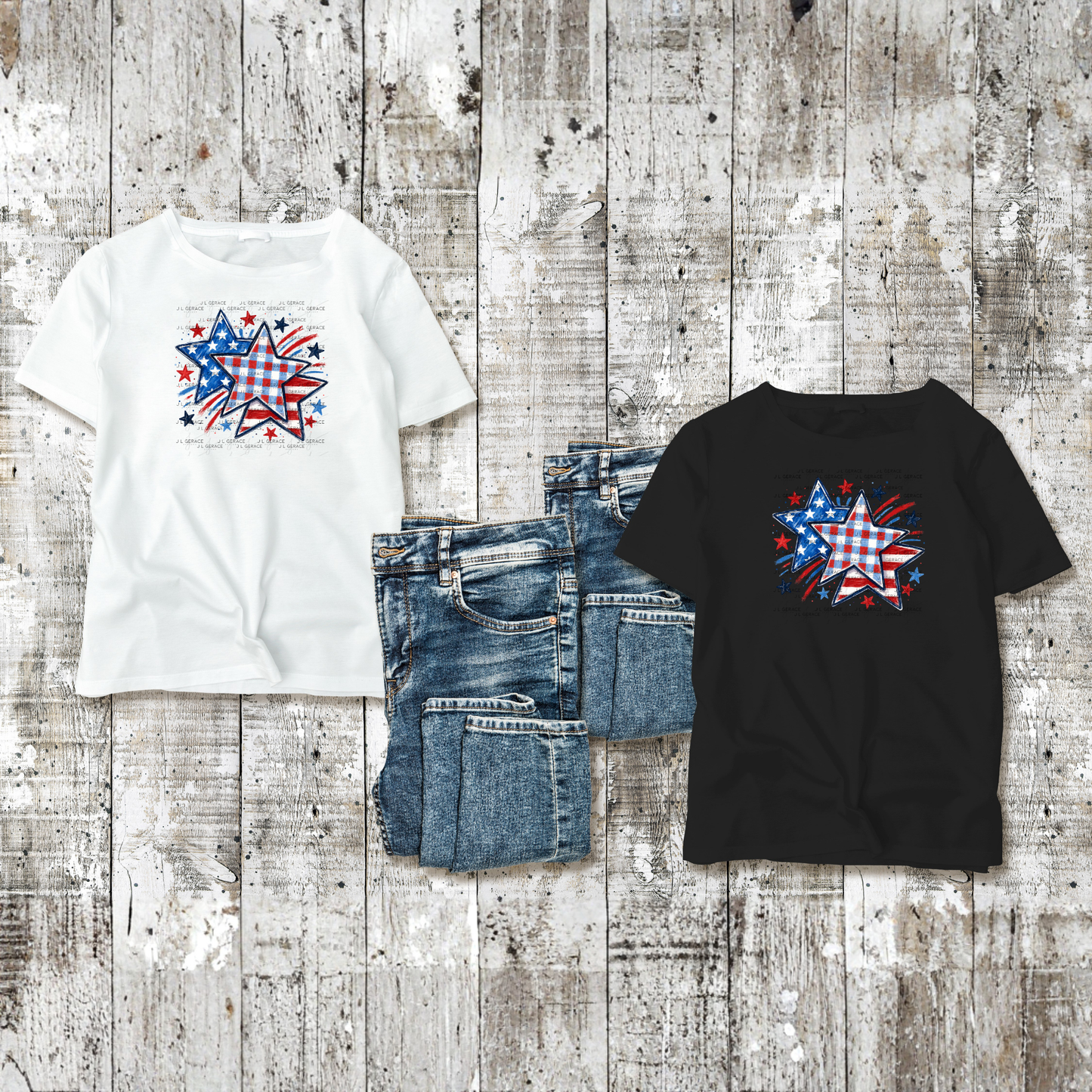 Patriotic Watercolor Stars PNG Design