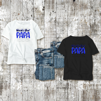 World’s Best Papa PNG – Blue Glossy Typography Design