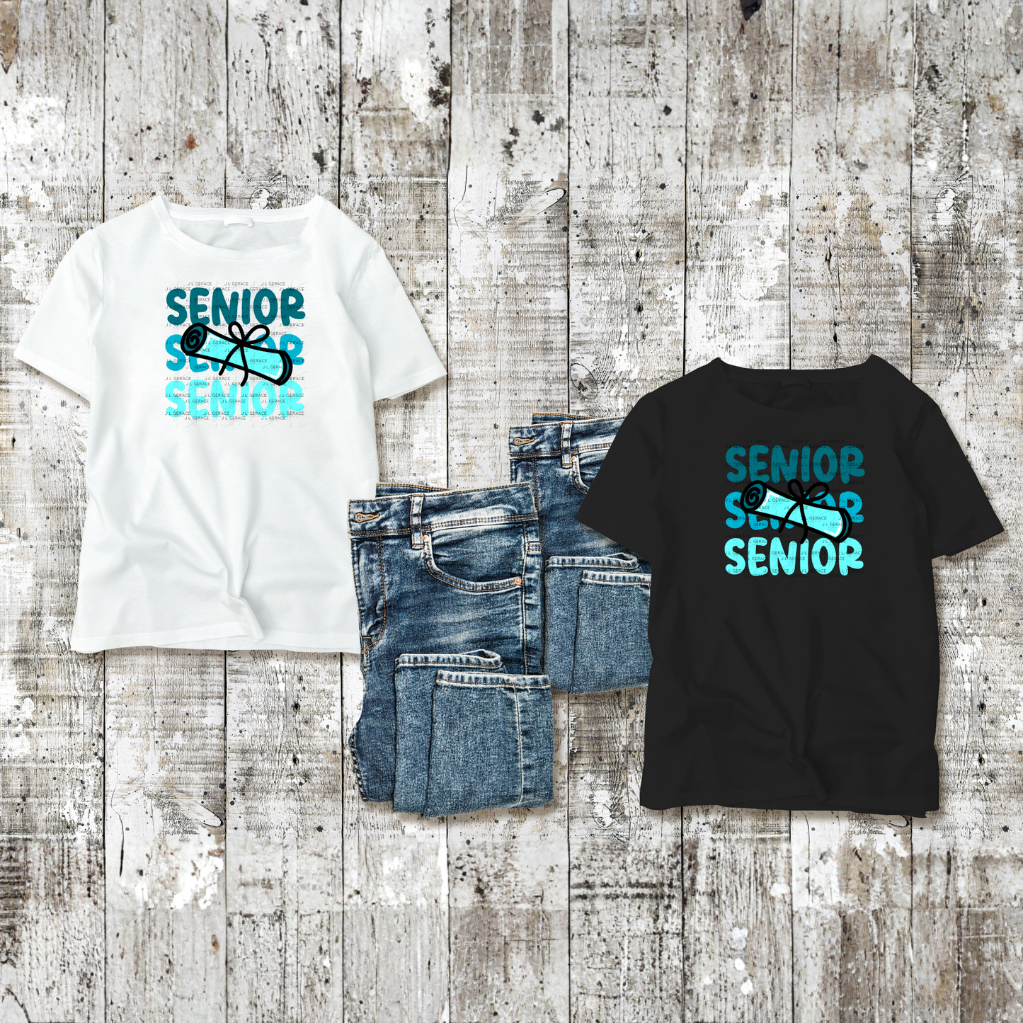 Senior PNG – Teal Diploma Graduation Lettering Design