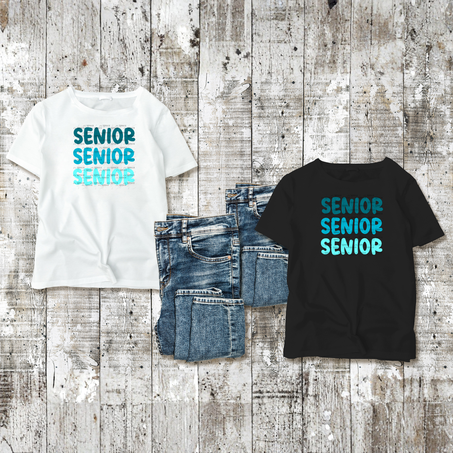 Senior PNG – Teal Gradient Graduation Lettering Design