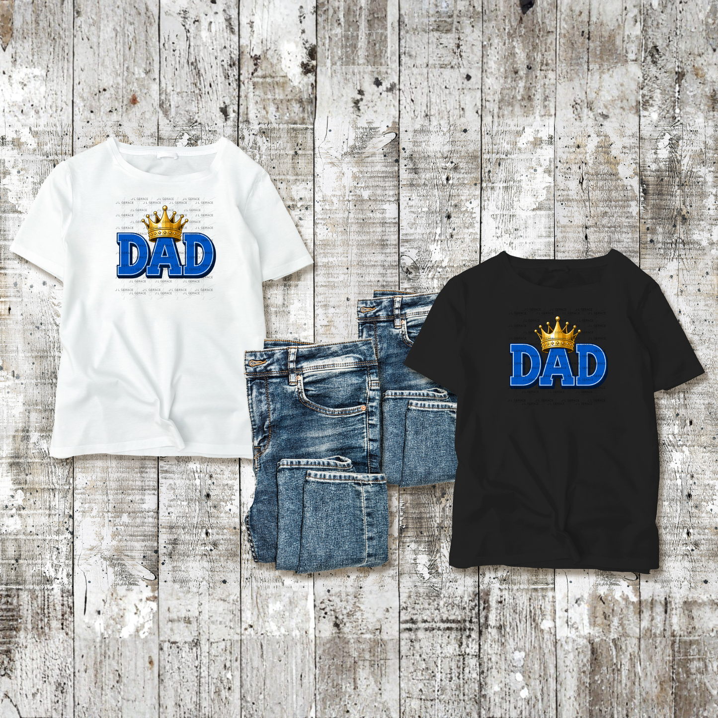 Dad PNG – Blue King Crown Typography Sublimation Design