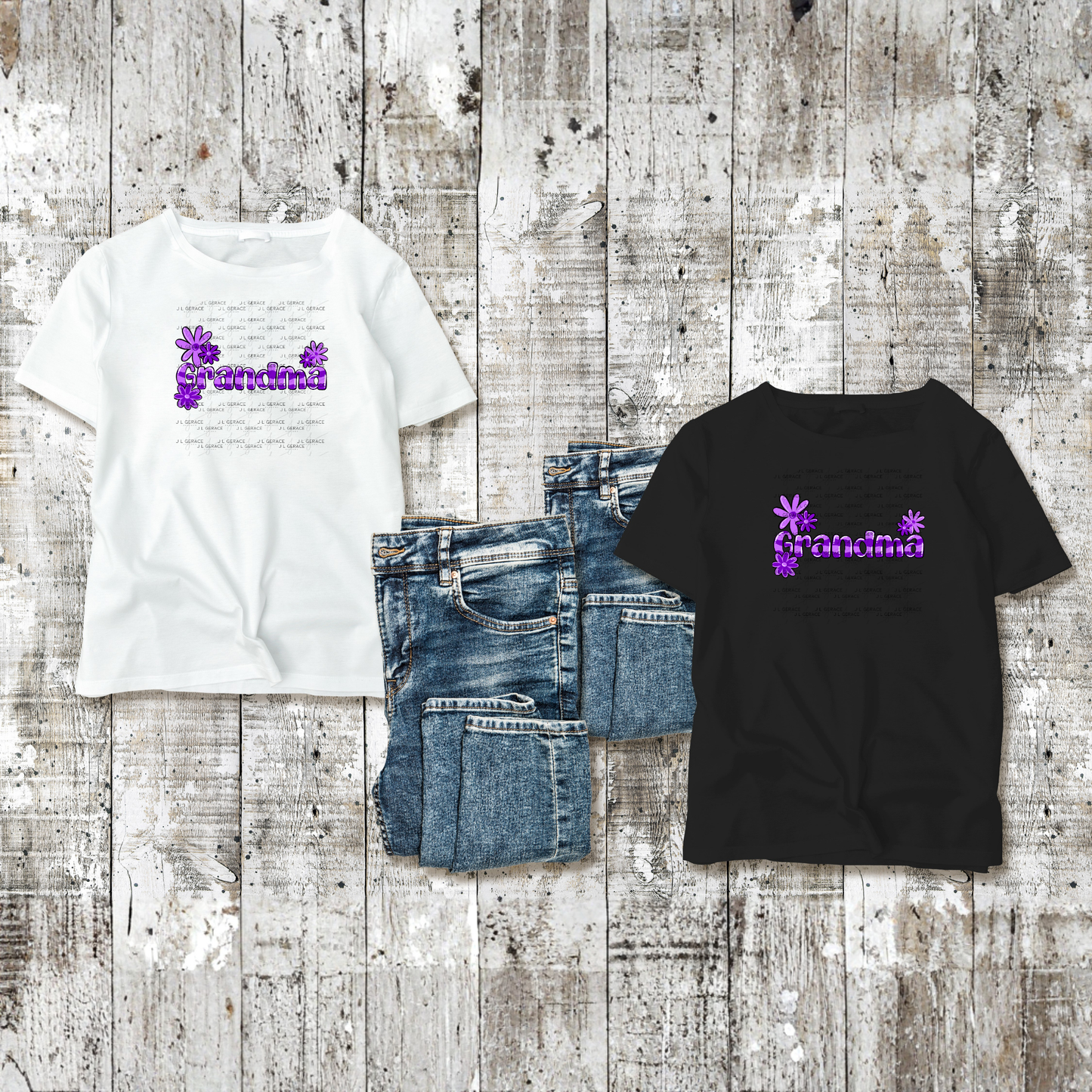 Grandma PNG – Purple Floral Name Sublimation Design