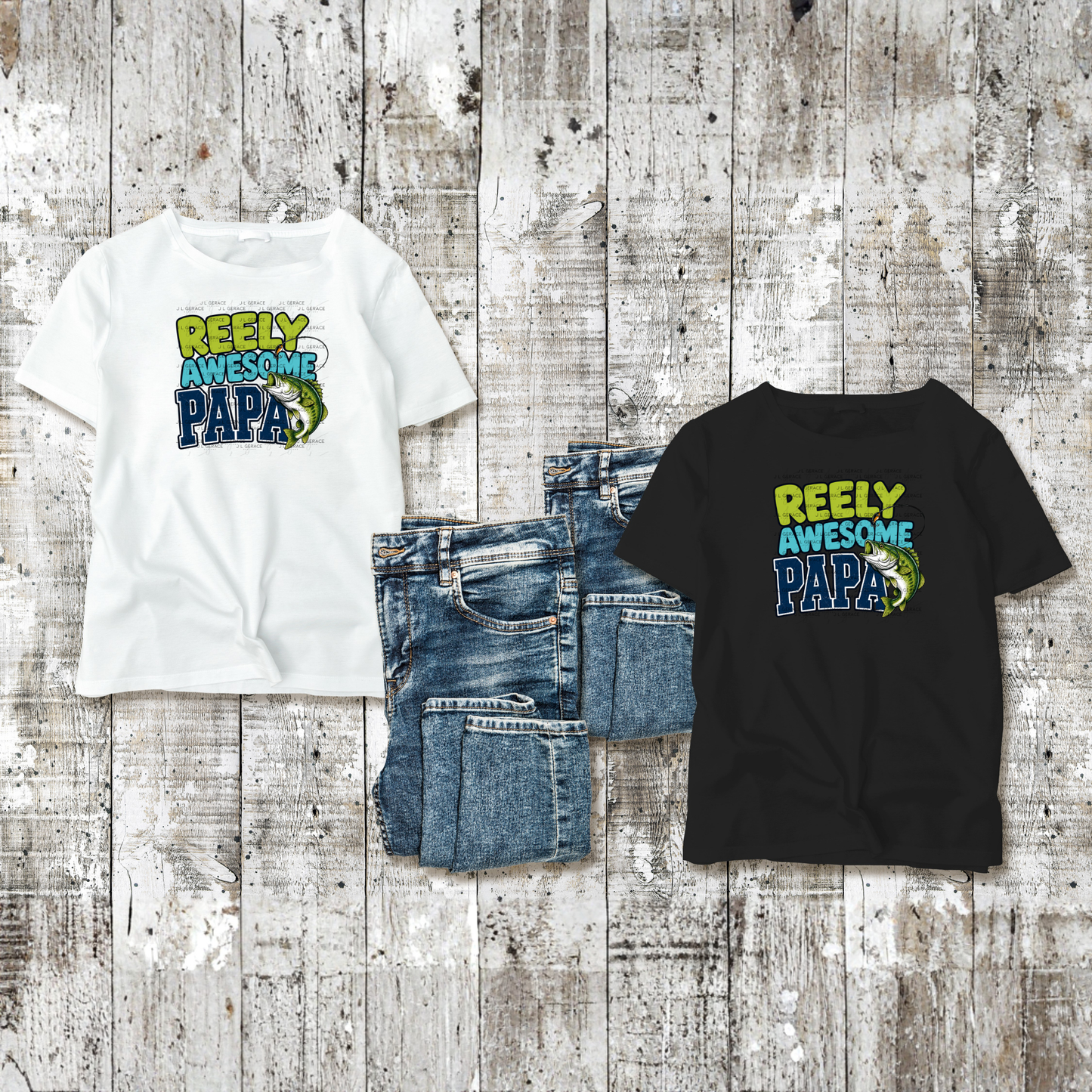 Reely Awesome Papa PNG – Bass Fishing Sublimation Design