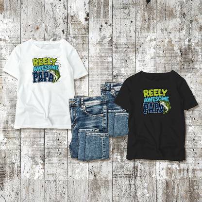 Reely Awesome Papa PNG – Bass Fishing Sublimation Design