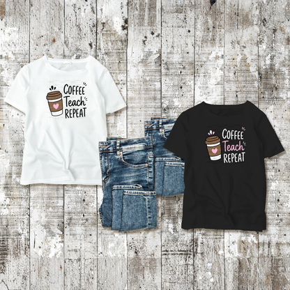 Coffee Teach Repeat PNG Sublimation Design Teacher Appreciation Digital Download