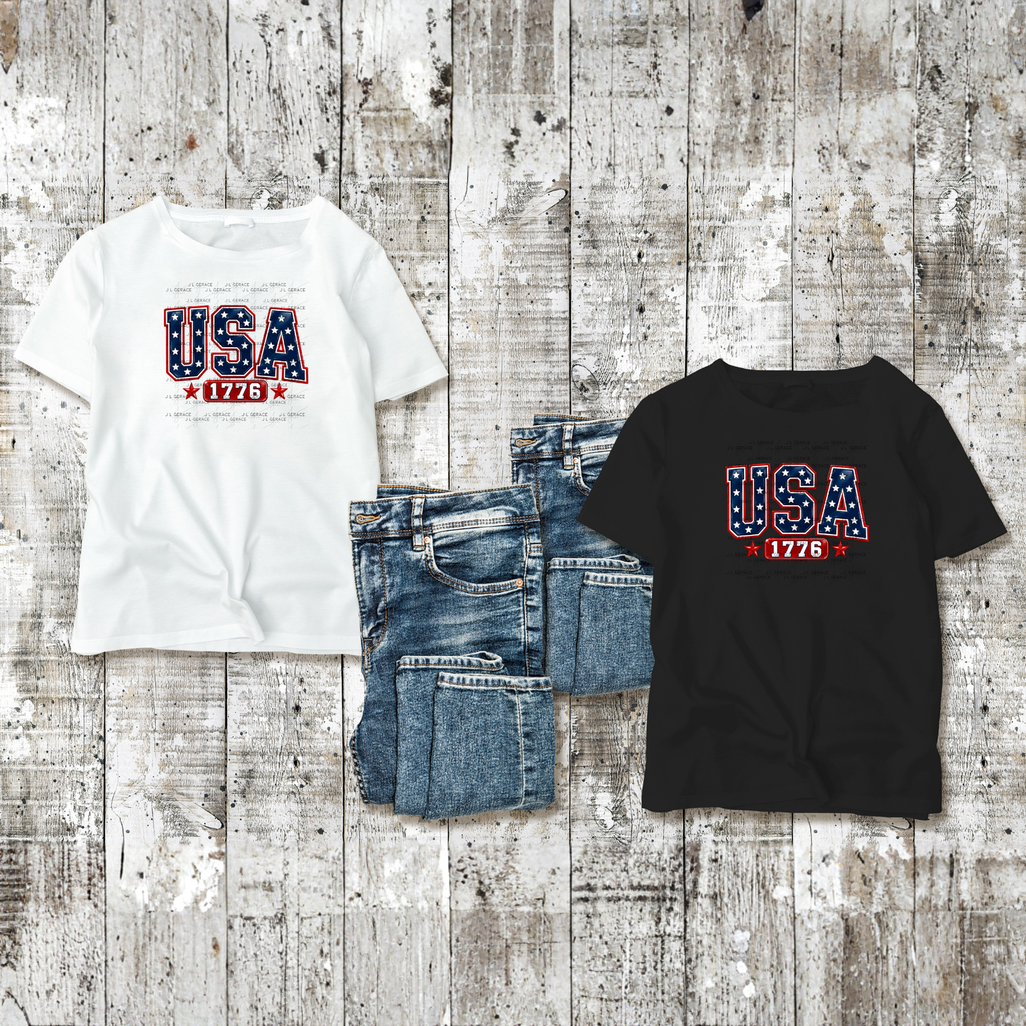 USA 1776 Glossy Patriotic PNG Design
