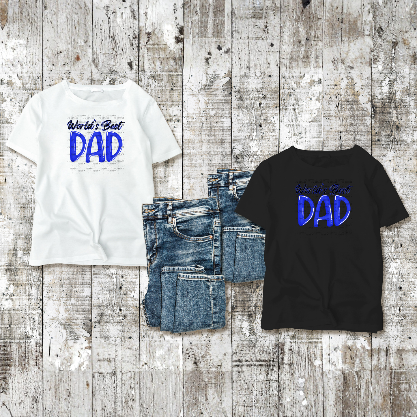World’s Best Dad PNG – Blue Glossy Typography Design for Father’s Day