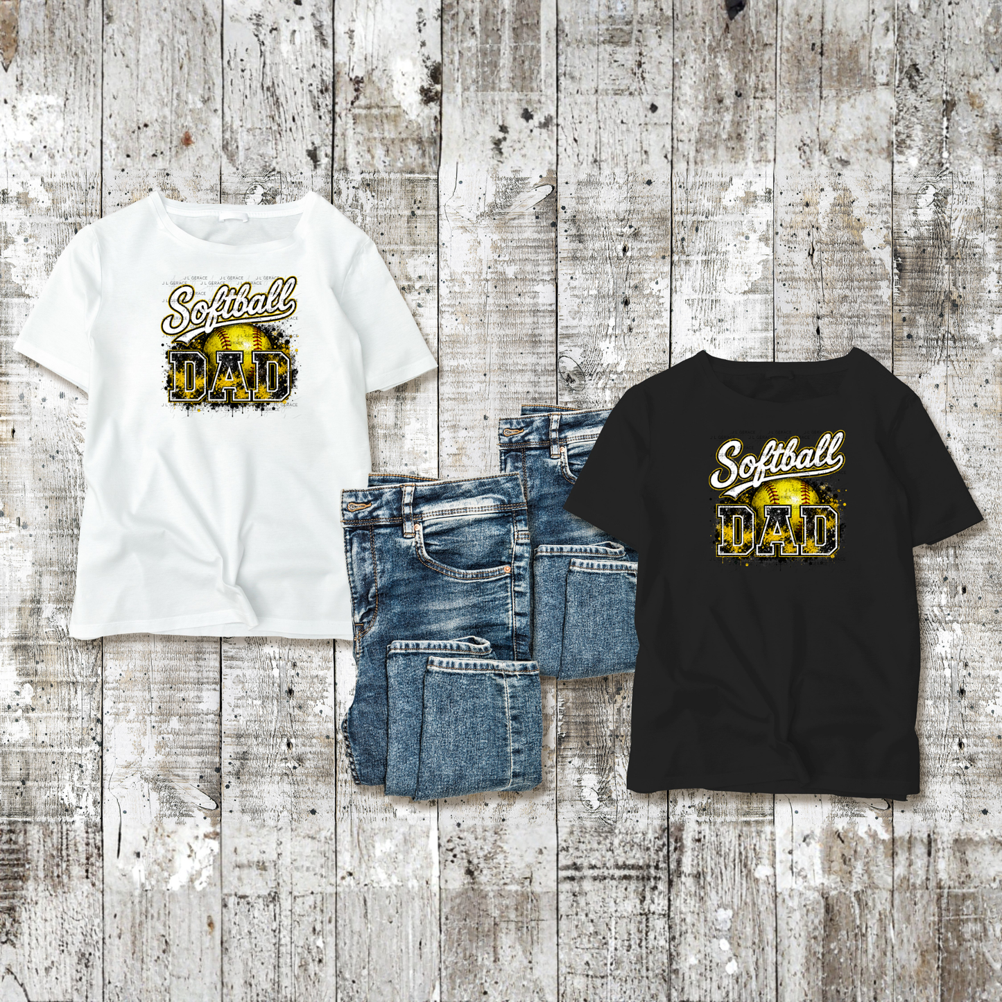 Softball Dad PNG – Yellow Black Paint Splatter Sports Design with Softball