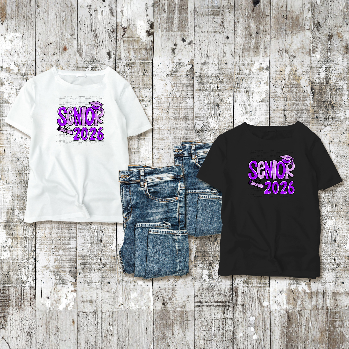 Senior 2026 PNG – Purple Graduation Cap and Diploma Design