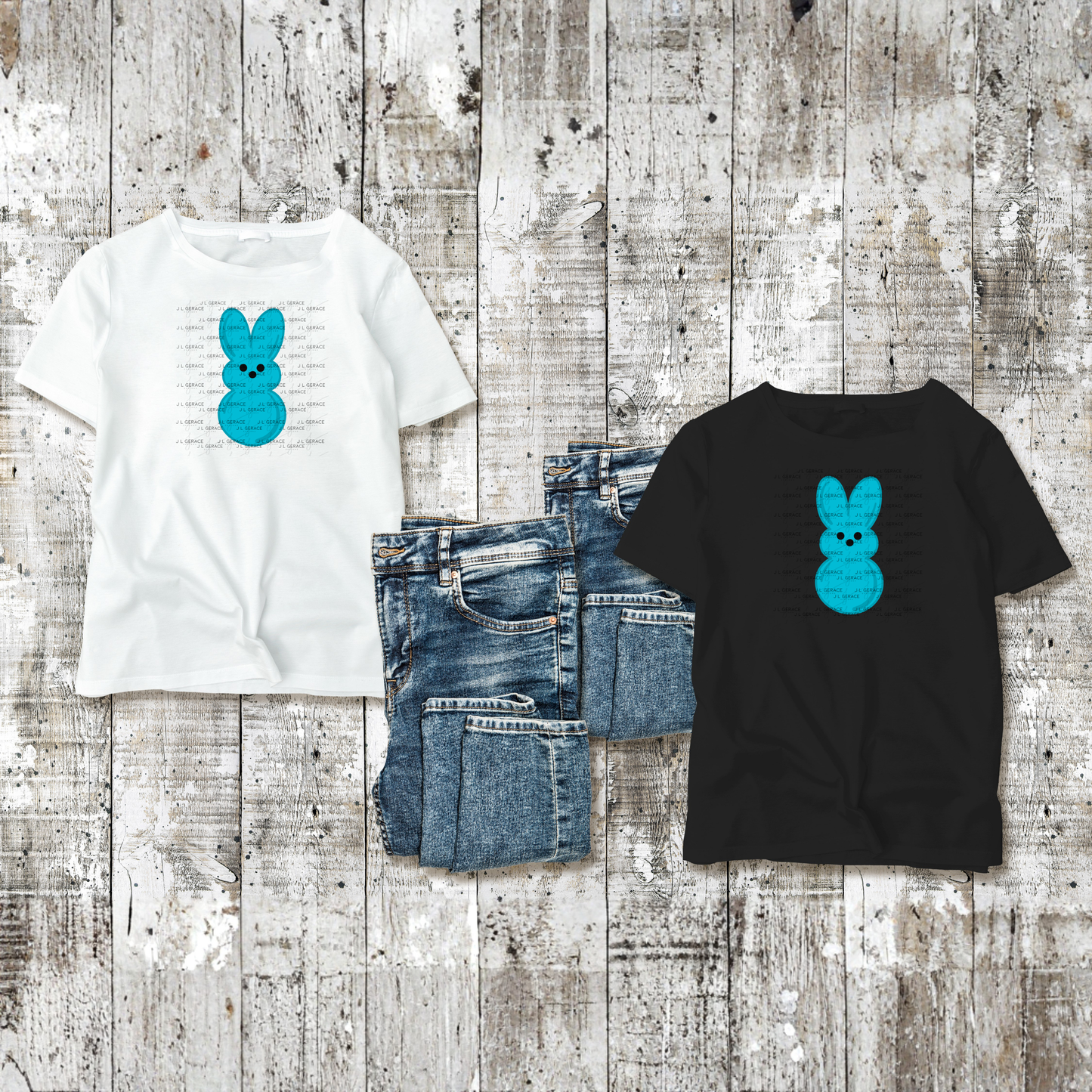 Blue Bunny Peep Easter Clipart Sublimation PNG