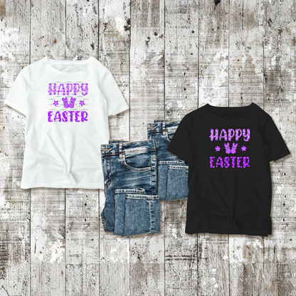 Happy Easter Purple Bunny Peep Flowers Clipart Sublimation PNG