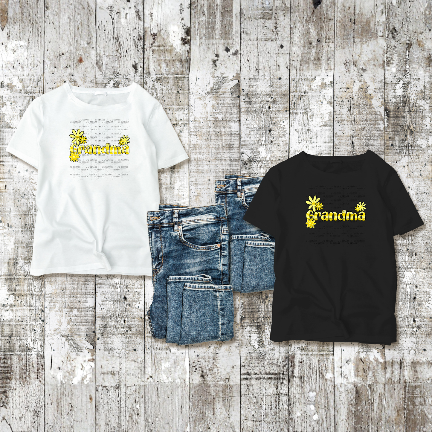 Grandma PNG – Yellow Floral Name Sublimation Design