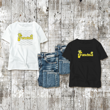 Grandma PNG – Yellow Floral Name Sublimation Design