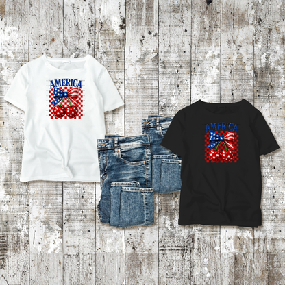 America Patriotic Cherries Bow PNG Design