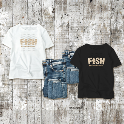 Fish Mama PNG – Tan Glossy “FISH Mama” Design with Fish Letter