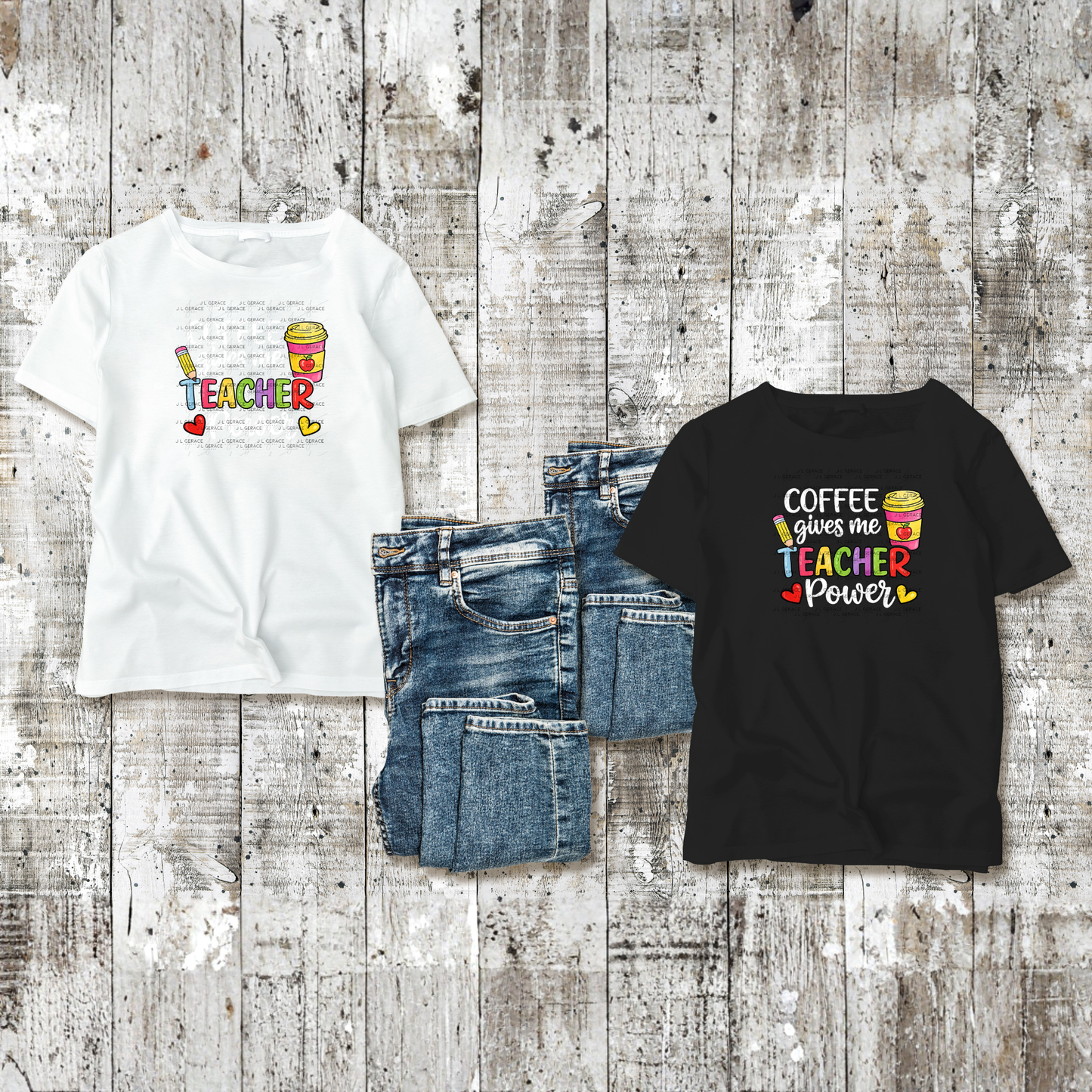 Coffee Gives Me Teacher Power PNG Sublimation Design Teacher Appreciation Digital Download