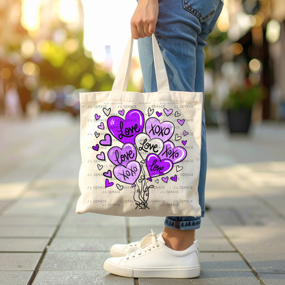 Purple Love & XOXO Heart Balloon Bouquet PNG
