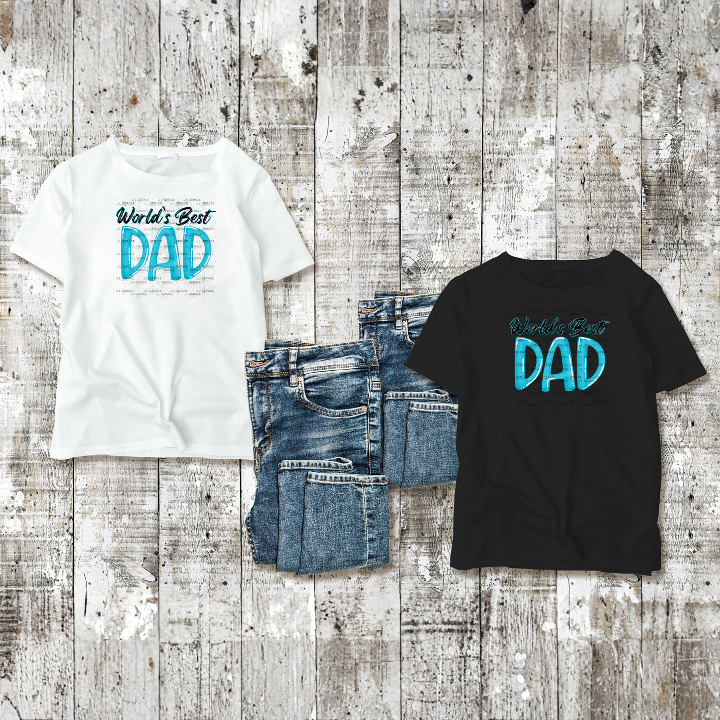 World’s Best Dad PNG – Teal Glossy Typography Design for Father’s Day